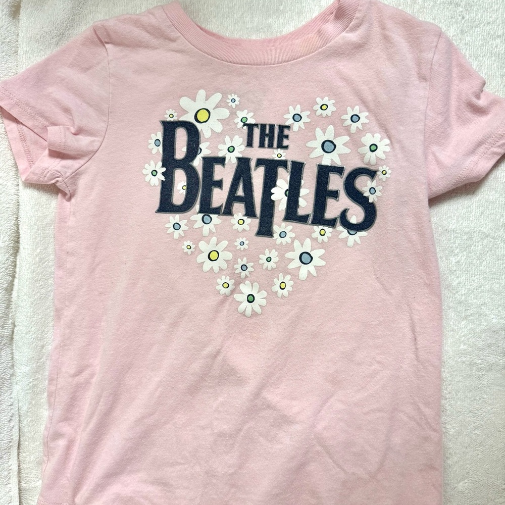 Jumping Beans Pink Beatles Floral Heart Tee